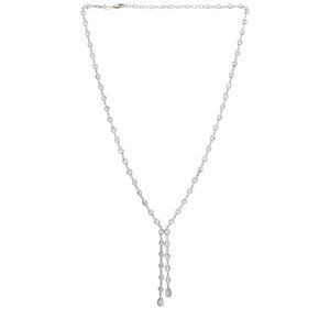 SHASHI Bezel Lariat Necklace in Silver One Size New Womens crystals